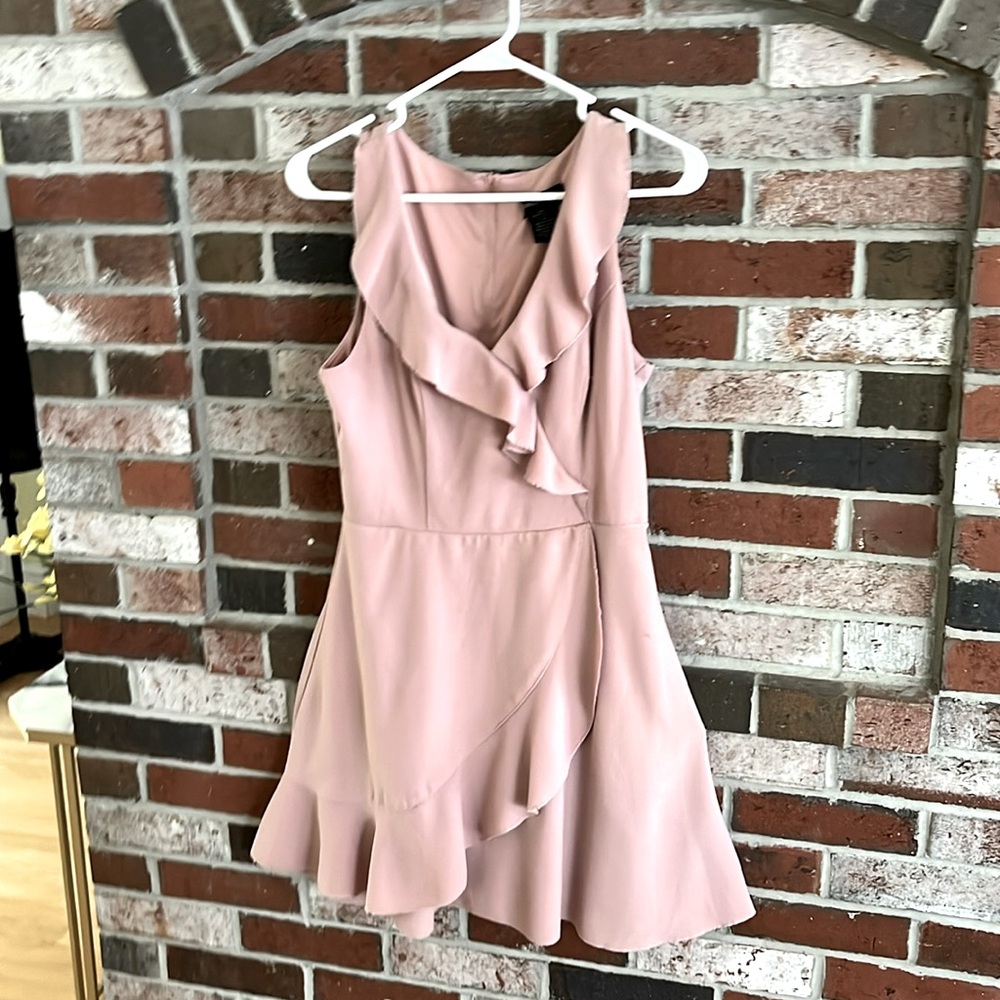 TEEZE ME Blush Pink Sleeveless Fit & Flare V-Neck Ruffled Dress NWOT - Picture 4 of 8